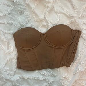 Princess Polly cropped brown corset top size 6